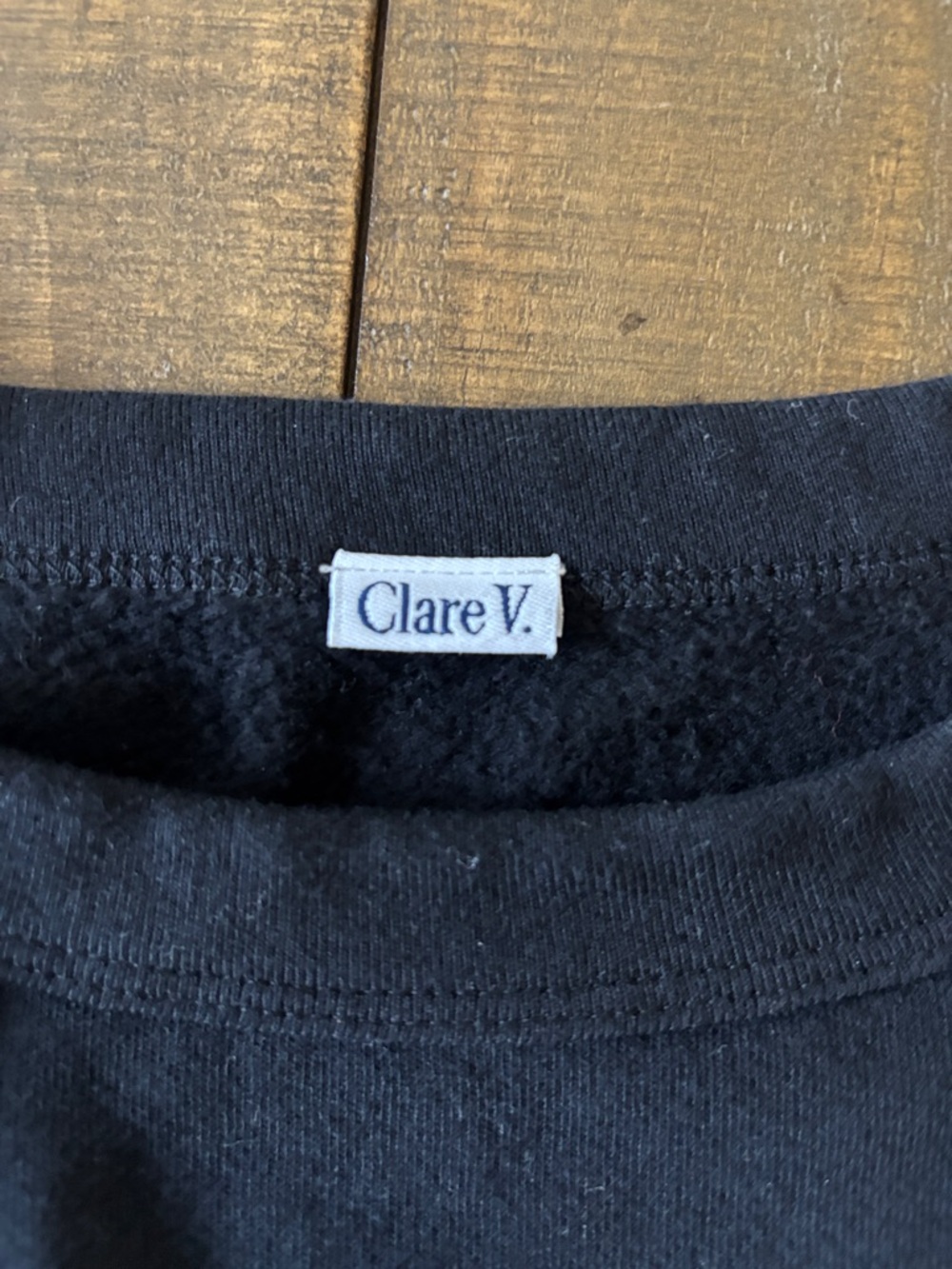 Clare V Men's Black Crewneck Sweater with White 'Bourgeoisie Sauvage' Graphic - Picture 2 of 3